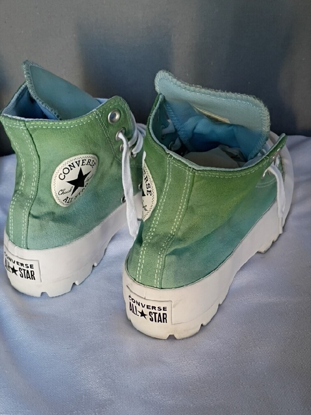 Converse Women's Chuck Taylor High Top Sneakers in Mint Green & Blue Size 7 - Picture 7 of 15